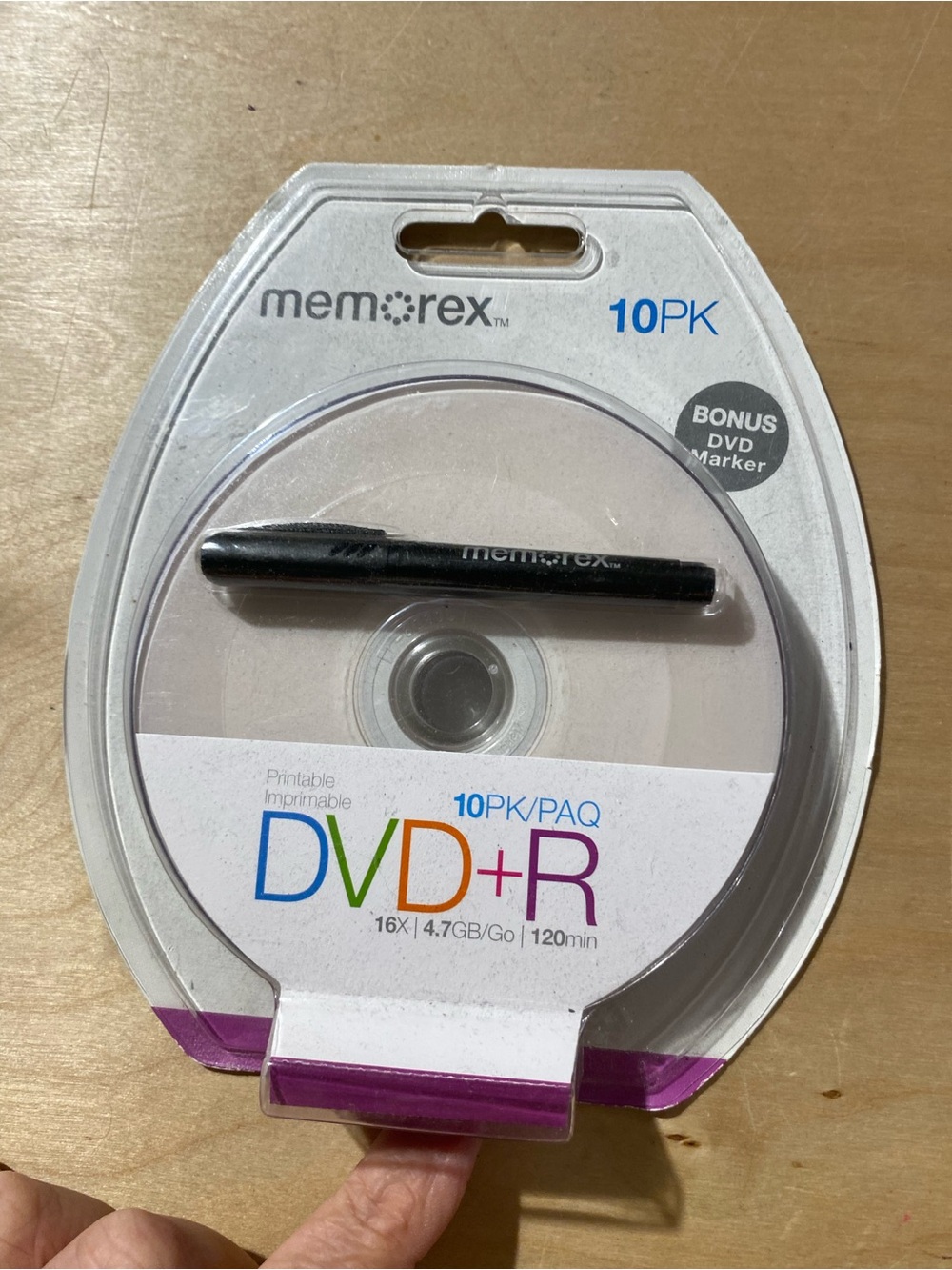 Memorex Printable DVD+R 10-Pack with Bonus Black DVD Marker (SZ)